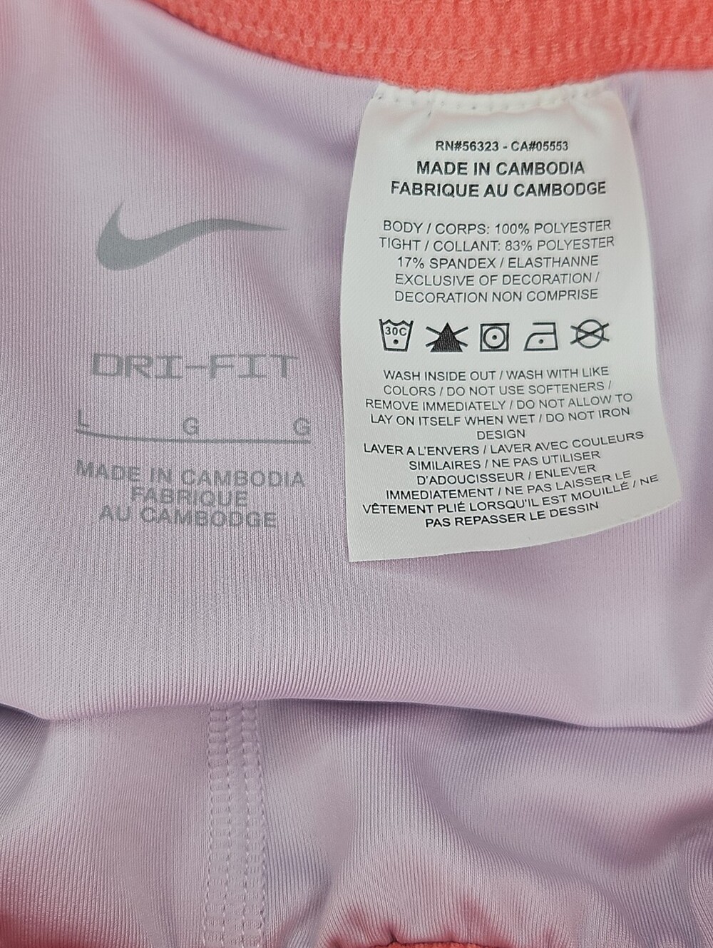 Nike Girl's Orange Running Shorts With Purple Bike Shorts Size Large - Picture 6 of 7